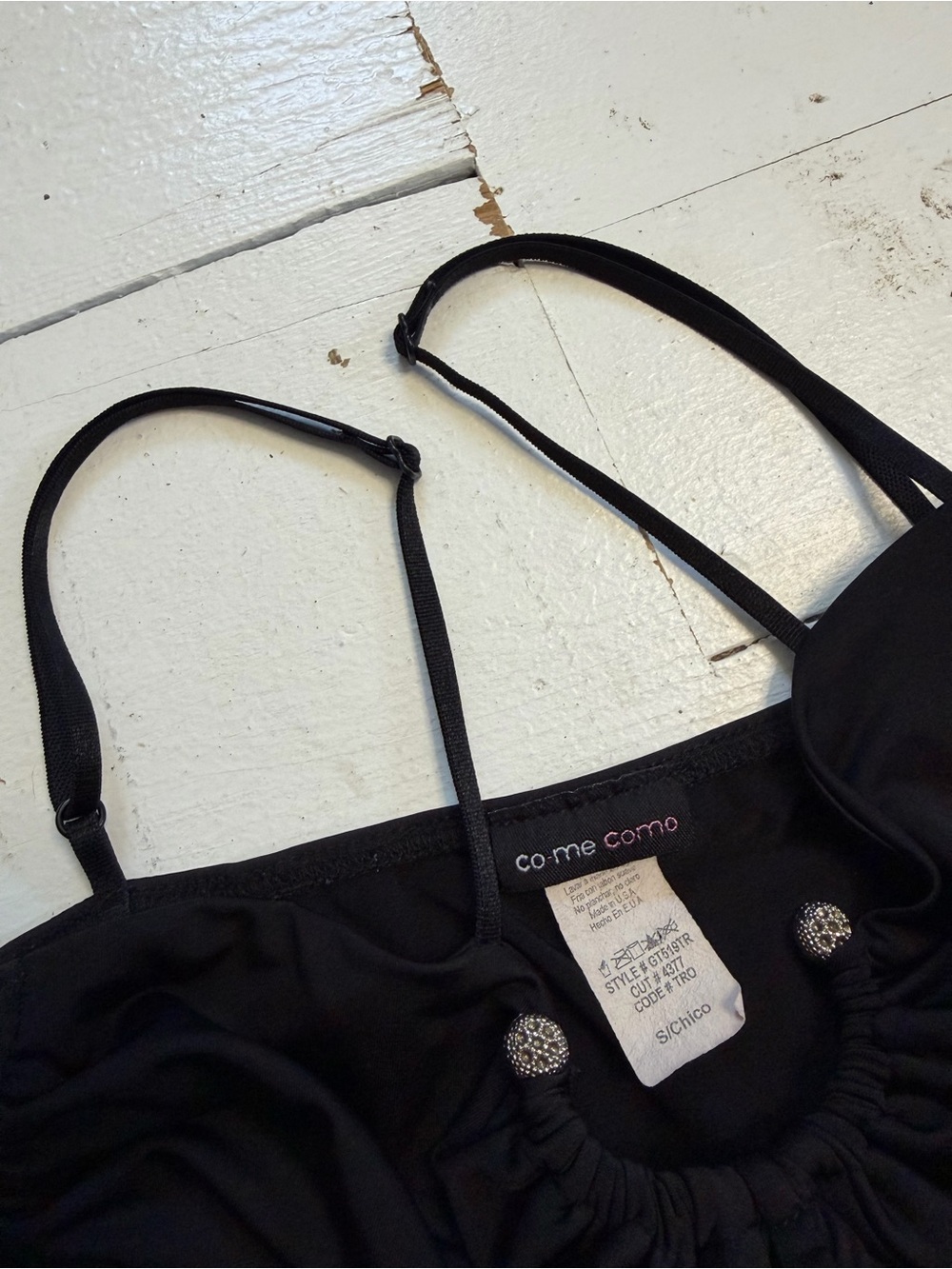 Vintage Come Como Black Ruched Tank Top - Picture 5 of 9